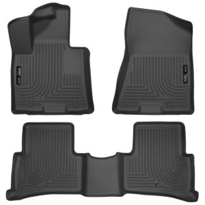 Kia Sportage Floor Liners - Front + Second Row - Husky Liners - WeatherBeater - Black - 2017